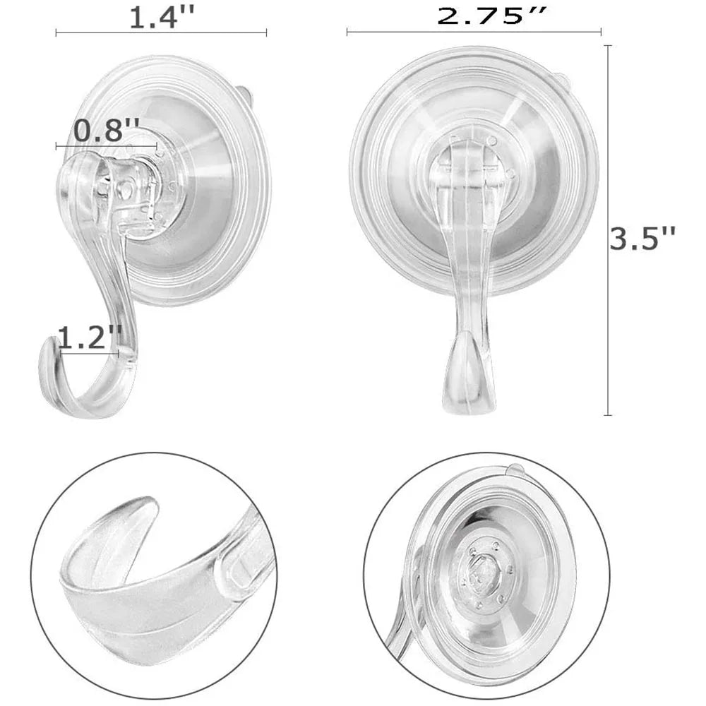 Clear Reusable Suction Cup Hooks – Heavy Duty Vacuum Hooks for Kitchen & Bathroom