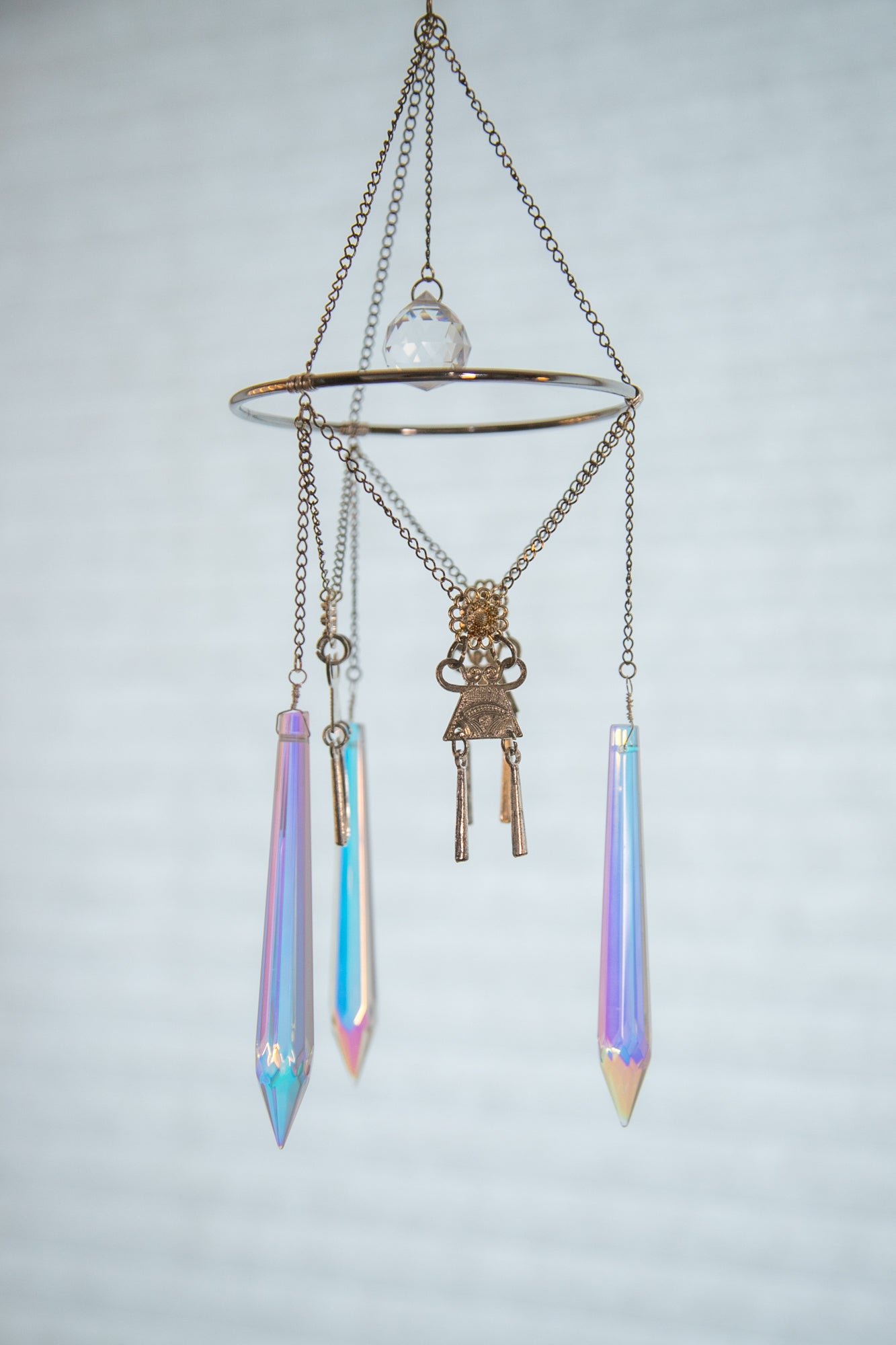 Silver Crystal Cascade Hmong Charm Suncatcher